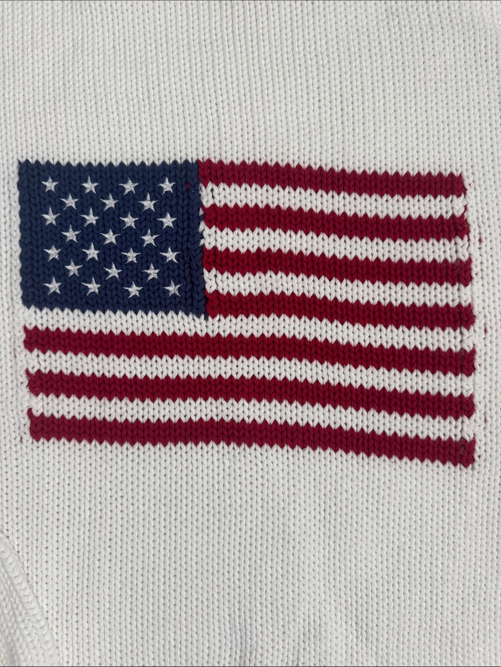 Cream Crewneck Sweater with Flag Motif - Picture 3 of 7
